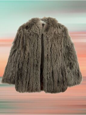 Vintage Smoky-Brown Genuine / Real Fox Fur Coat